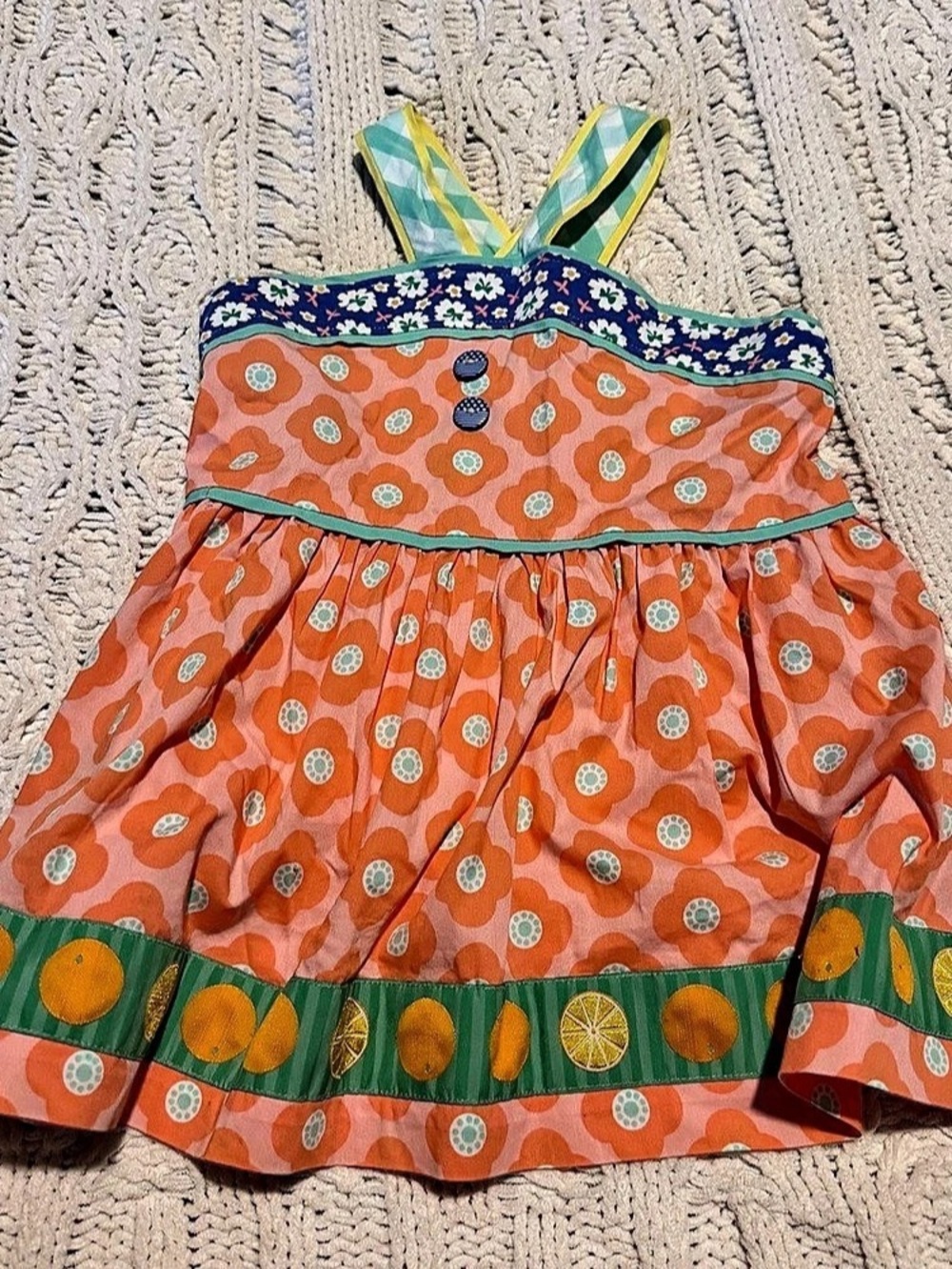 Matilda Jane Girls Floral Casual Dress in Orange & Green